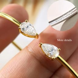 COSYA 2CT Pear Moissanite Open Bangles Bracelet for Women S925 Silver 18K Gold Plated WaterDrop 2 Stone Adjustable Fine Jewelry