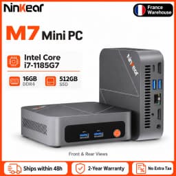 Ninkear M7 Mini PC 16GB DDR4 512GB SSD, Dual HDMI, USB-C Data Port, WiFi 6, Bluetooth 5.2, Intel Core i7-1185G7 Processor, Intel Iris Xe Graphics, Windows 11, Compact Desktop PC for a Connected Workspace