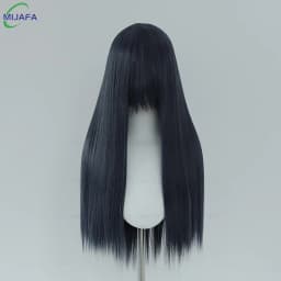 Very High Quality 400g 48 Colors 24Inch 60cm Long Straight Cosplay Wig With Bangs Heat Resistant Hair Anime Wigs + Wig Cap