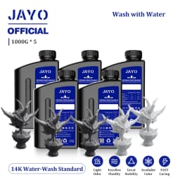 JAYO Water Washable 3D Resin 5pcs/set 3D Printer Resin 405nm UV Standard Rapid Photopolymer Resin for LCD/DLP/SLA 3D Printer
