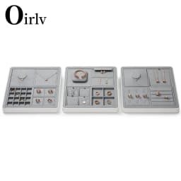 Oirlv Gray Jewelry Display Set Shop Cabinet Display Props Necklace Display Bust Jewelry Store Ring Earrings Bangle Tray