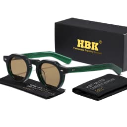 HBK Classic Round Men Sunglasses Vintage Small Frame High-Quality Acetate Frame Sun Glasses Women Party Travel Outdoor Glasses