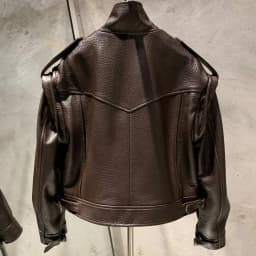 Grained Leather Jacket Ladies Biker Leather Coat Detachable Sleeve Bomber in Sheepskin H021