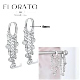 FLORATO 925 Sterling Silver Earrings Chain Tassel Pendant Earrings Zircon Silver Earrings for Women Trend Luxury Wedding Jewelry