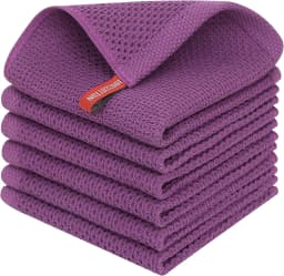 1/6Pcs Hot-selling Pure Cotton Honeycomb Kitchen Square Towel Set Easy To Clean with Hook Waffle 30*30cm