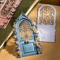 Journal GO 10pcs Garden Flower Gate Embossed Stickers 3D Wood Paper Floral Iron Gate Decal for Journaling Scrapbooking Card DIY