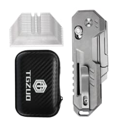 TGZUO Titanium Folding Utility Knife, EDC Pocket Knife with Clipk, Lightweight Box Cutter W/10PCS Razor Blades Outdoor Cutter