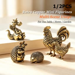 1/2PCS Miniatures Copper Rooster And Hen Ornaments Solid Brass Rooster Small Statue Office Desktop Ornaments Tea Pet Crafts