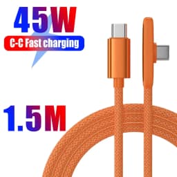 PD 45W Fast Charging Type-C Right Angle Data Cable Nylon Braided USB C To C Wire Cord for IPhone 17 16 15 ProMax Samsung Android