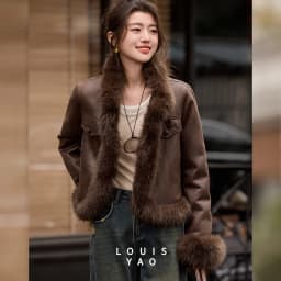 LOUIS YAO Women's Down Coats 2026 Winter Jackets Light Luxury Style Patchwork Fur Collar Thickened Warmth Duck Down Jacket
