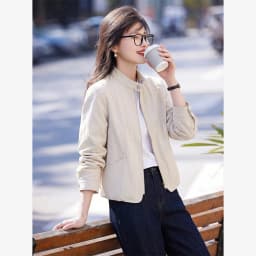 VIMLY Women's Leather Short Jacket 2026 Autumn Round Neck Fashion Coats Elegant Casual Loose-fit Female Windproof Outwears 31533