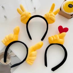 1 Soft Cartoon Plush Thumb Up Gesture Headband - Yellow Hair Accessory Fashion Style Photo Props and Casual Christmas Headband