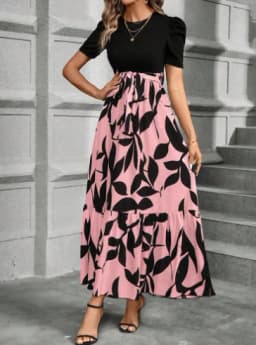 Women Dresses 2026 Spring Summer floral printed round-neck elegant dress exotic vacation style women's clothing vestidoes