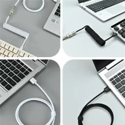 Type C USB Aviator Coiling Cable for Gaming Desktop Mechanical Keyboard with Durable Spring Design for Data Power Transfer