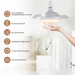 Smart LED Ceiling Fan Light 48W Energy Efficient with Remote Control 3 Speed Options 2/4H Timer for Living Room Bedroom E27