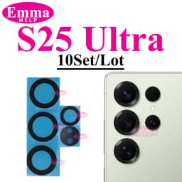 10sets Back Rear Camera Lens Glass For Samsung S24 S25 S26 Ultra S22 S23 Plus Lens Glass with Adhesive Oleophobic Coating