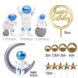 Space Birthday Supplies Astronaut Cake Topper Spaceman Mini Ornaments For Kids Boy Universe Outer Space Theme Party Decorations