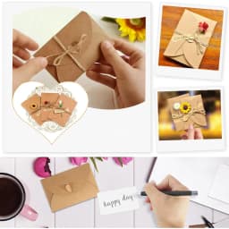 40pcs Blank Gift Card &40pcs Envelope with Heart Closure Vintage Blank Note Card Set Greeting Card for Wedding Party Invitation
