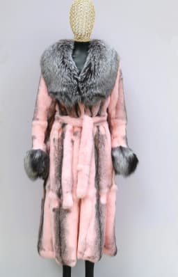 Leopard Print Real Rabbit Fur Coat for Women Long Thickened Warm One-Piece Autumn Winter Fashion with Fox Fur Collar