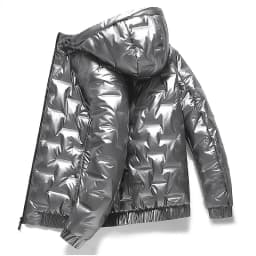 NONEAIR Mens Thick Warm Glossy Black Jackets Outwear Men's Clothings Winter Hooded Parkas Men Windbreaker Fashion Thermal Coats