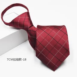 New 7cm Mens Tie Pre-tied Easy Wear Neck Tie Business Wedding Zipper Lazy Pre-tied Korean Style Striped Plaid Solid Necktie