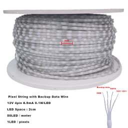 12V 4pin WS2815 Seed Pixel Light 4 Wires with Backup Data Wire Individually Addressable RGB Dreamcolor Christmas Fairy Lights