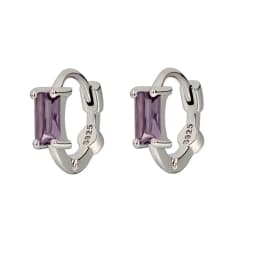 Huggies Earrings Purple white Green Blue Red Square Heart Silver Color Small Hoop Earrings for Women Girls Wedding Jewelry