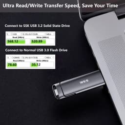 SSK Portable SSD USB Drive 550MB/S High-speed External Solid State Drive 2TB 1TB 2-in-1 Type C USB 3.2 Dual Drive for Laptop Mac