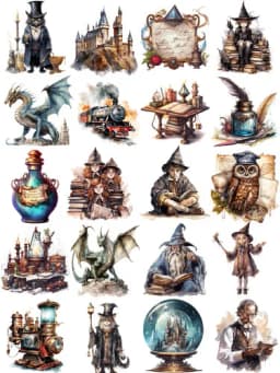 20Pcs/Pack Magic School Sticker DIY Craft Scrapbooking Album Junk Journal Decorative Stickers