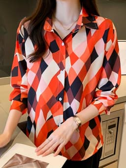 New Arrival Women's Blusa Mujer for Spring Autumn Fashion Trendy Print Ladies' Button-Down Shirt for Work and Casual