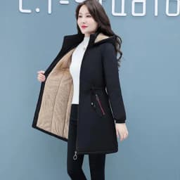 New Womens Padded Jacket Long Hooded Parker Overcoat Plus Velvet Thicke Winter Warm Coat Female Korean Casual Cotton Clothes 4XL
