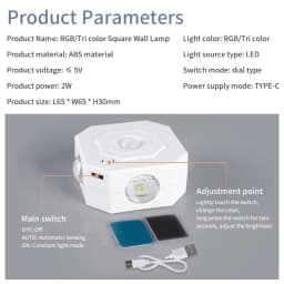 3 Colors or RGB Motion Sensor Wall Light LED Night Light USB Rechargeable Magnetic Wall Lamp Touch Dimming Bedside Stair Light