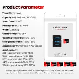 JASTER Mini SD Card 4GB 8GB 16GB Class 6 Real Capacity 32GB Memory SD Card High Speed Smart SD Card TF Red Suitable for Camera