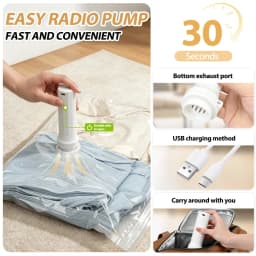 15 Pack Vacuum Storage Bags Rechargeable Pump, Vacuum Storage Bags Space Saver, Vacuum Compression Bags for Clothes, Bedding
