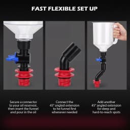18-Piece Engine Oil Funnel Set, 1.59 Qt Automotive Oil Funnel Kit with 12 Adapters, Elbow Fitting, Arrow Screen Magnetic Storage