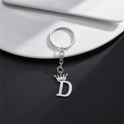 Unique DIY Crown Stainless Steel A-Z Letters Pendant Keychains for Men Women 26 Alphabet Car Key Ring Name Jewelry Keyrings Gift