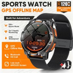 Men Military Built-in GPS Smart Watch Offline Map Navigation 1200mAh Battery Altimeter Compass Sports Watch For iOS Android 2026