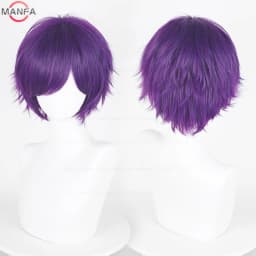 Anime 30cm Short Straight Cosplay Wig Black White Green Brown Purple Blue Gray Red Gold Man Women Heat Resistant Synthetic Hair