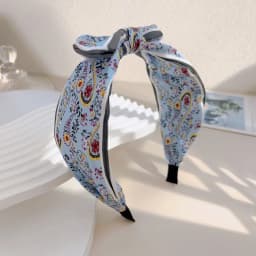 Retro Bohemian Bandanna Bow Rabbit Ear Headband for Women Floral Paisley Wide Hoop Turban Hair Band Hair Styling Accessories