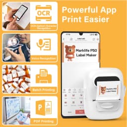 Marklife P50 Thermal Label Printer Mini Bluetooth Self-Adhesive Sticker Printer for School Office Kitchen To Tag Price Machine