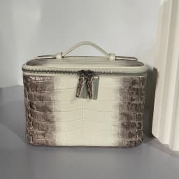 Cowhide Leather Crocodile Pattern Makeup Bag New Free Initials Travel Portable Toiletry Bag Large Capacity Storage Cosmetic Bag