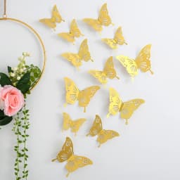 NEW 12Pcs 3D Hollow Butterfly Wall Sticker Home Decoration Kids Room Party Wedding Decor Rose Gold Butterfly Fridge DIY Stickers
