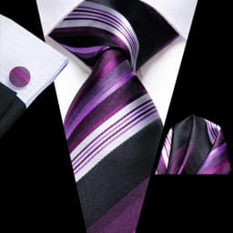 Hi-Tie Navy Blue Striped Silk Wedding Tie For Men Fashion Design Gift Men Necktie Hanky Cufflink Set Business Party Dropshiping