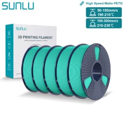 SUNLU High Speed Matte PETG Filament 1.75mm High Toughness Easy Print Fast 3D Printing Material Durable Smooth Finish 1KG Spool