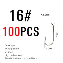 Vtwins 100PCS Long Shank Dry/Wet Nymph Fly Tying Hooks Caddis Mayfly Blue Olive Wing Fishhook Round Bend Trout Fishing Hooks