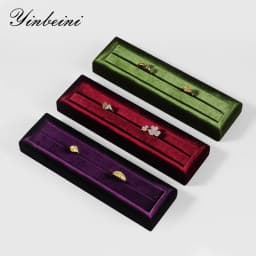 Yinbeini Velvet Ring Display Stand Single Row Ring Ear Stud Storage Organizer Jewelry Shop Showcase Props TB045