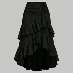 Skirts Summer Elegant Vacation Asymmetrical Flounce Drawstring Natural Waist Midi Casual A-Line Skirts For Women