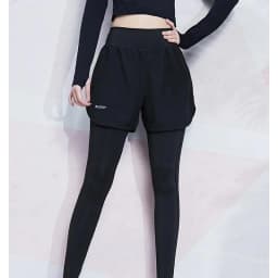 Women's High-Waist Booty Lifting Leggings - Fake Two Pieces Yoga Pants with Stretch, Quick-Dry & Street-to-Gym Trainning Pants