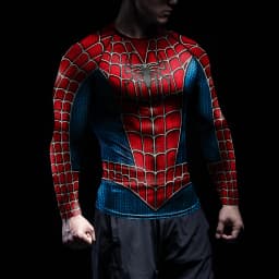 NADANBAO Rash Guards Compression Shirts Men Cosplay Superhero Spider Pattern Printed Workout Long Sleeve Tops Fitness Sportwear