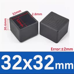 Black Square Silicone Chair Leg Caps PVC Soft Rubber Pipe Sleeve Tube Cap Non-slip Table Foot Dust Cover 10x10mm-45x75mm